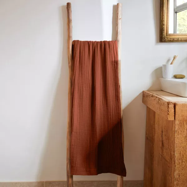 Asciugamano da bagno in garza di cotone (90 x 150 cm) Gaia Terracotta