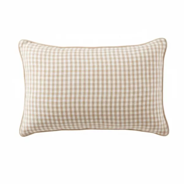 Coussin rectangulaire gaze de coton (40 x 60 cm) Ga�a vichy Ficelle 