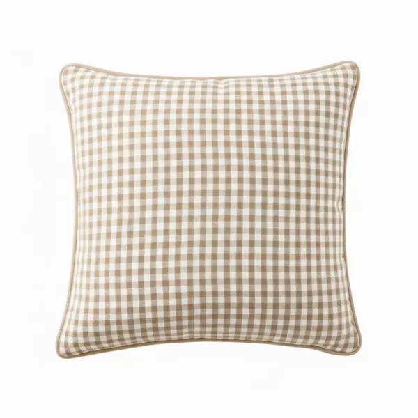 Coussin carr� gaze de coton (45 x 45 cm) Ga�a vichy Ficelle 