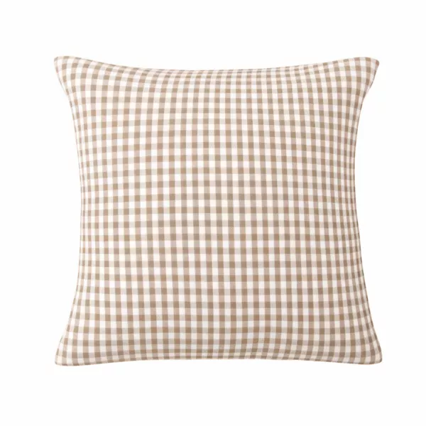 Taie d'oreiller carr�e gaze de coton (60 x 60 cm) Ga�a Vichy Ficelle