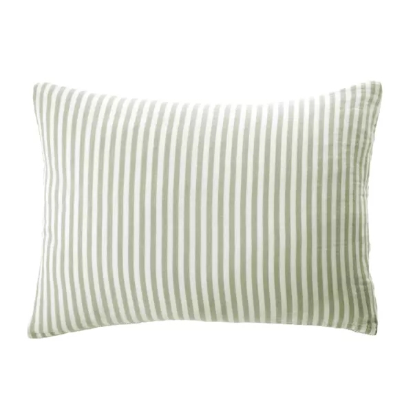 Kussensloop rechthoekig dubbele katoenen gaas (50 x 70 cm) Ga�a strepen Eucalyptus groen