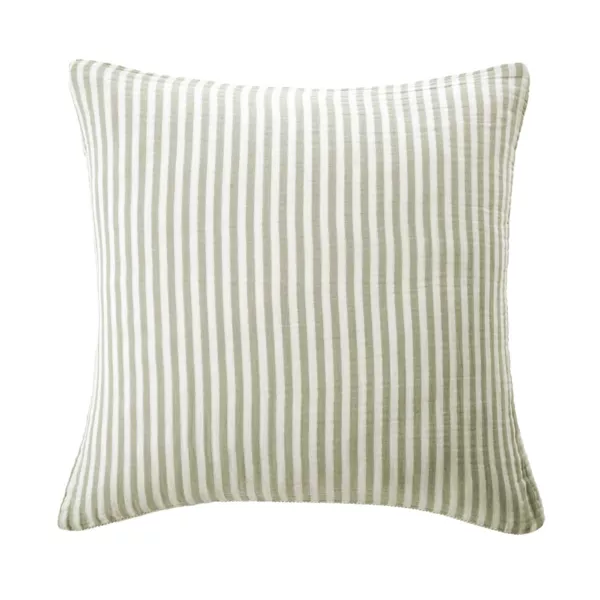 Kussensloop vierkant dubbele mousseline van katoen (60 x 60 cm) Ga�a strepen Eucalyptusgroen