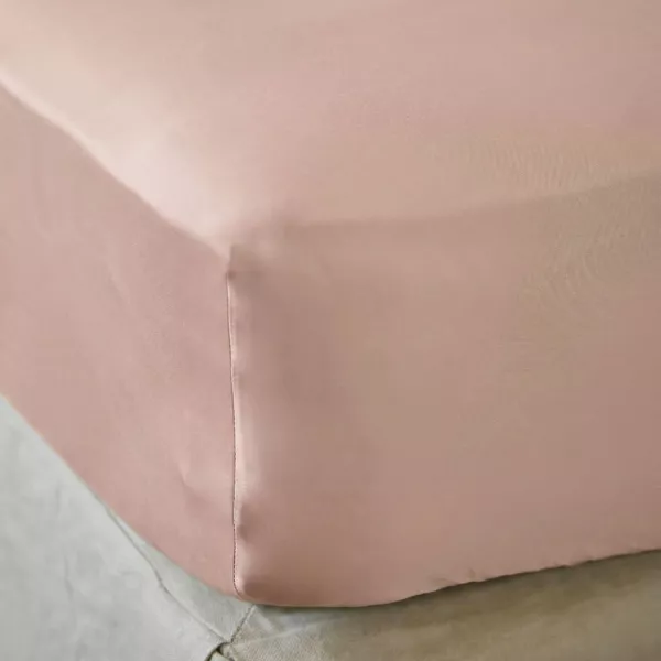 Drap housse satin de bambou (90 x 190 cm) Sienna Rose blush