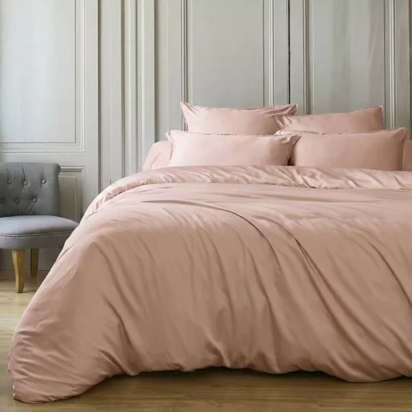 Housse de couette satin de bambou (260 x 240 cm) Sienna Rose blush