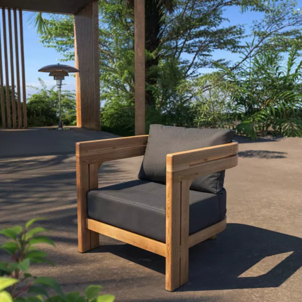 Fauteuil de jardin en bois teck Zanzibar Gris anthracite