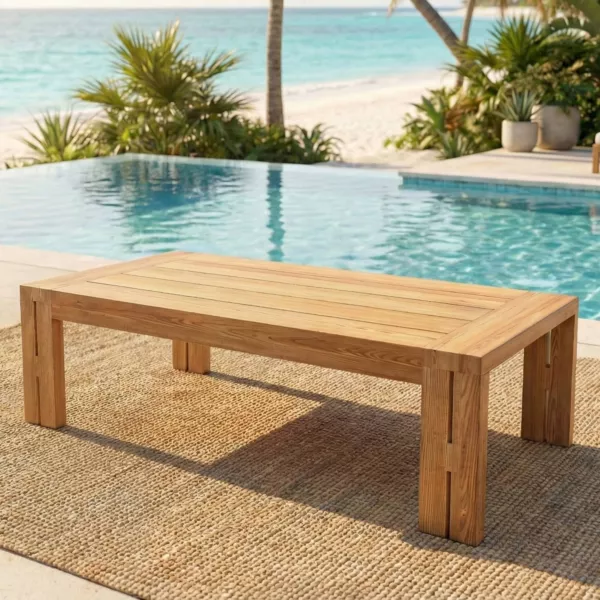 Table basse de jardin rectangulaire en bois Teck (130 x 70 cm) Zanzibar Naturel