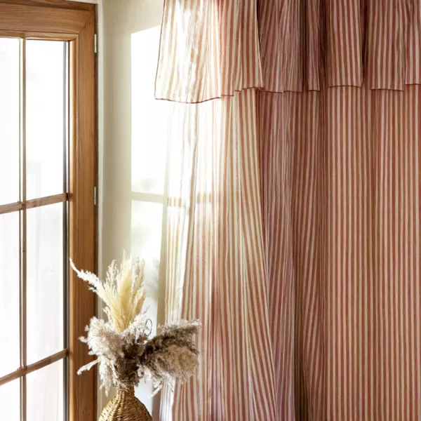 Rideau gaze de coton ajustable (140 x max 300 cm) Gaïa rayures Abricot - Rideau / Voilage / Store - Eminza