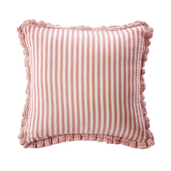Quadratisches Kissen aus Musselin  (45 x 45 cm) Ga�a gestreift Apricot