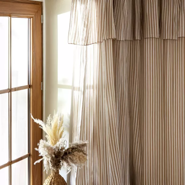 Rideau ajustable gaze de coton (140 x 300 cm) Gaïa rayures Ficelle