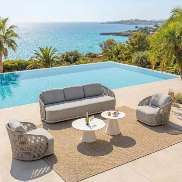 Set da giardino effetto rattan e alluminio 5 posti 5 pezzi Riviera Beige