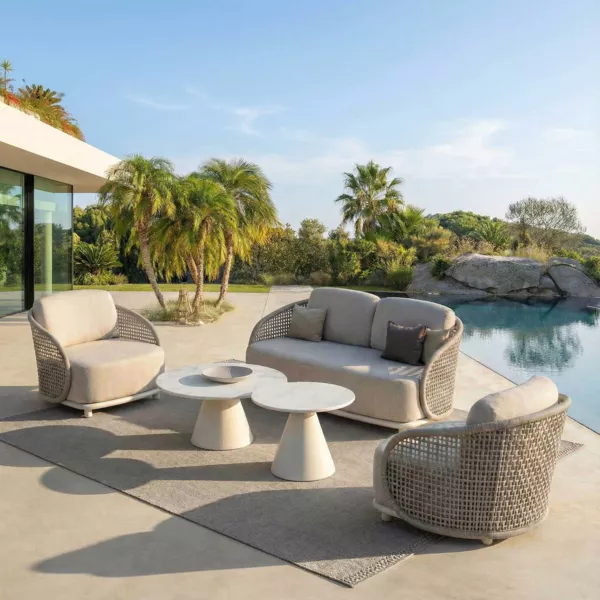 Gartenm�bel-Set im Rattan- und Aluminium-Look 4 Sitzpl�tze 5 St�ck Riviera Beige