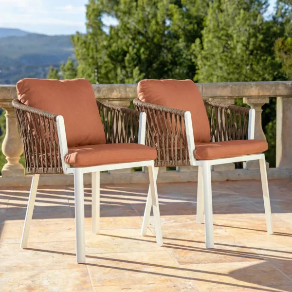 Set di 2 sedie da giardino in alluminio Amalfi Bianco e terracotta