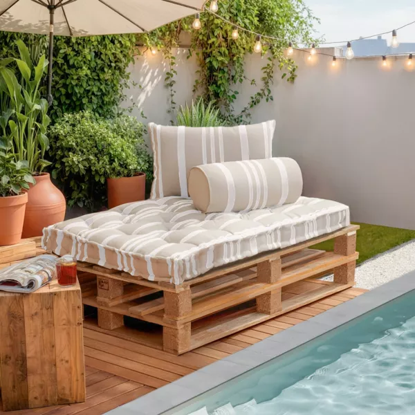 Rechteckiges Outdoor-Palettenkissen (120 x 80 cm) Nautira Wei�