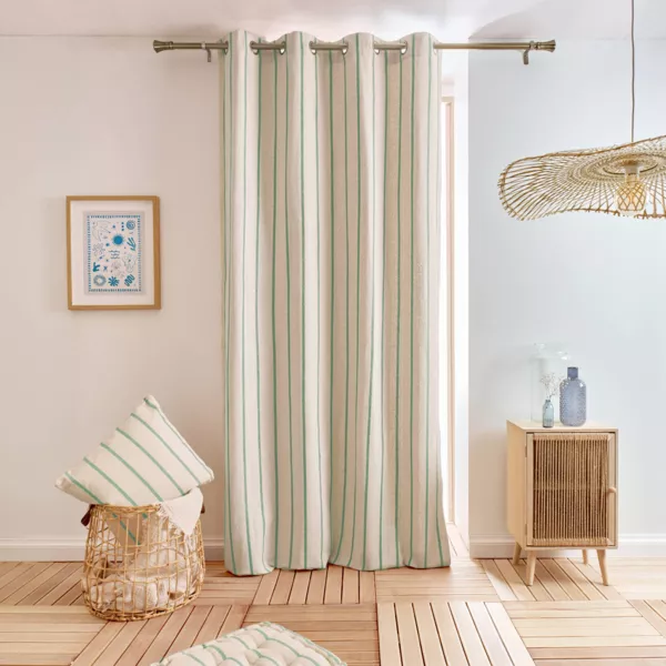 Cortina de lienzo de algod�n rectangular (135 x 260 cm) Ocealys Verde