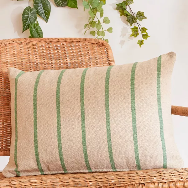 Coj�n exterior de lona de algod�n rectangular (60 x 40 cm) Ocealys Verde