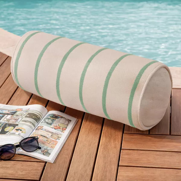 Coussin ext�rieur toile de coton polochon (45 x 20 cm) Ocealys Vert