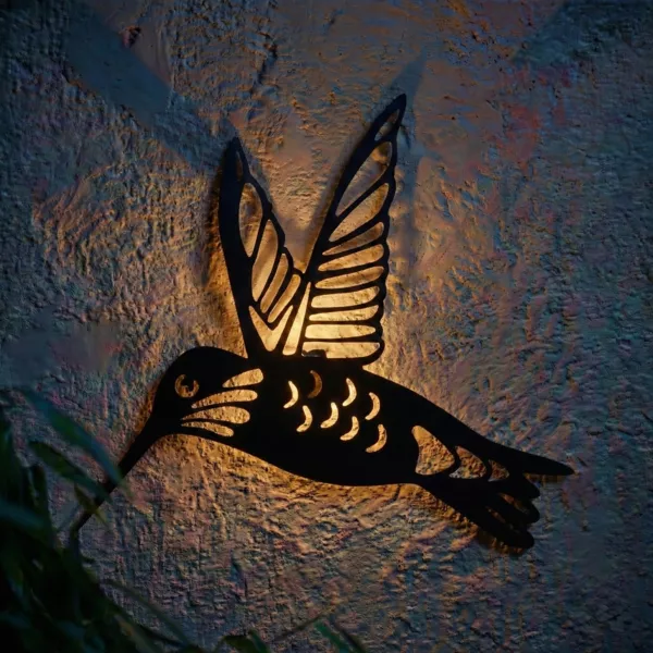 Zonnewandlamp van metaal (L31,5 cm) Colibri Zwart