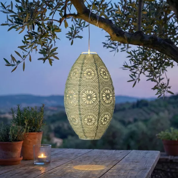 Suspensi�n solar de jard�n (H38 cm) Linterna calada Verde Pino