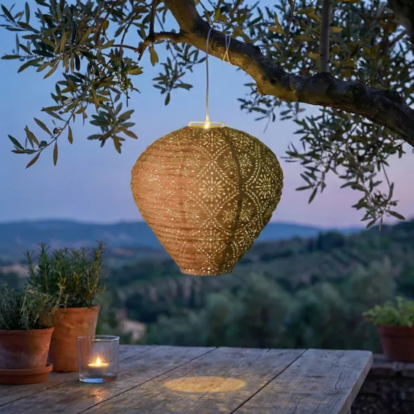 Zonnelamp voor de tuin (H28 cm) Openwork lantaarn Bruin