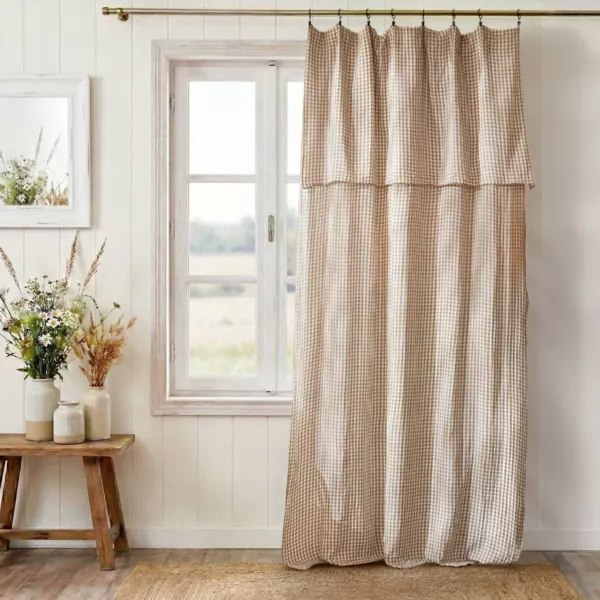 Höhenverstellbarer Musselin-Vorhang (140 x max 300 cm) Gaïa Vichy Ficelle