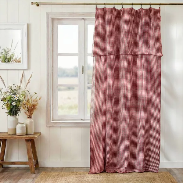 Cortina de gasa de algod�n ajustable (140 x m�ximo 180 cm) Ga�a vichy Terracota