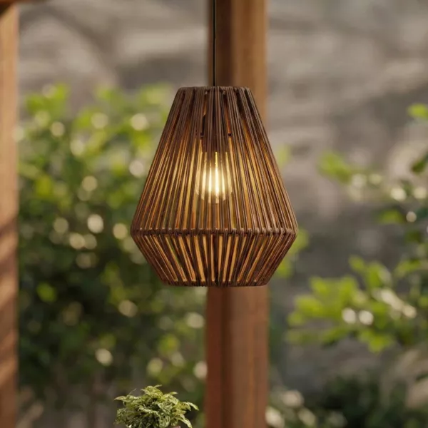 Suspension lumineuse de jardin � piles 15 LED (H27 cm) Messya Marron