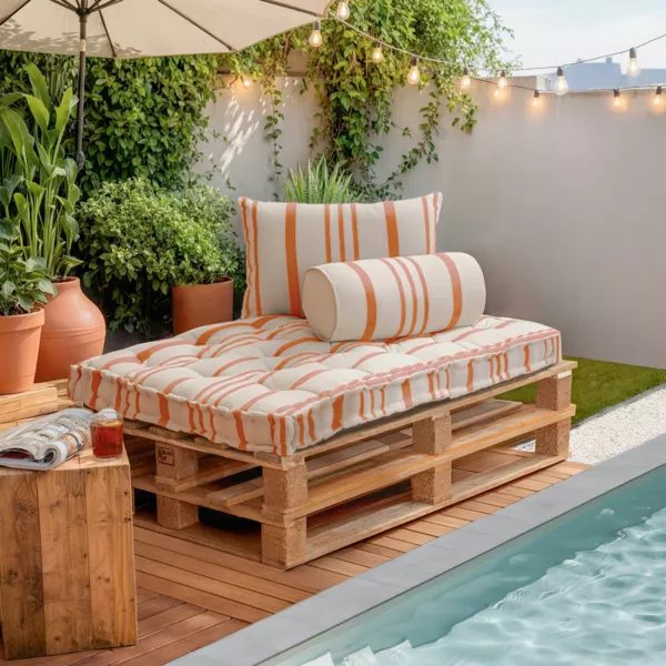 Coussin palette ext�rieur rectangulaire (120 x 80 cm) Nautira Orange
