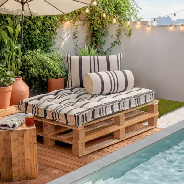 Rechteckiges Outdoor-Palettenkissen (120 x 80 cm) Nautira Schiefergrau