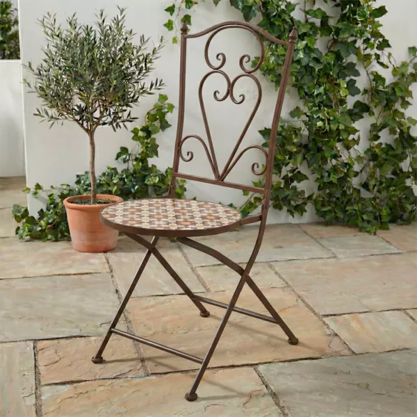 Silla bistr� plegable en mosaico Madrid Marr�n