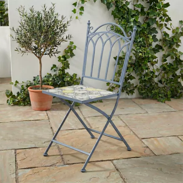Chaise bistrot pliable en mosa�que Sorrento Bleu clair