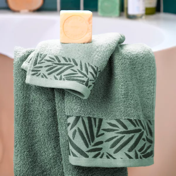 Serviette de bain coton (70 x 140 cm) Sora Vert amande