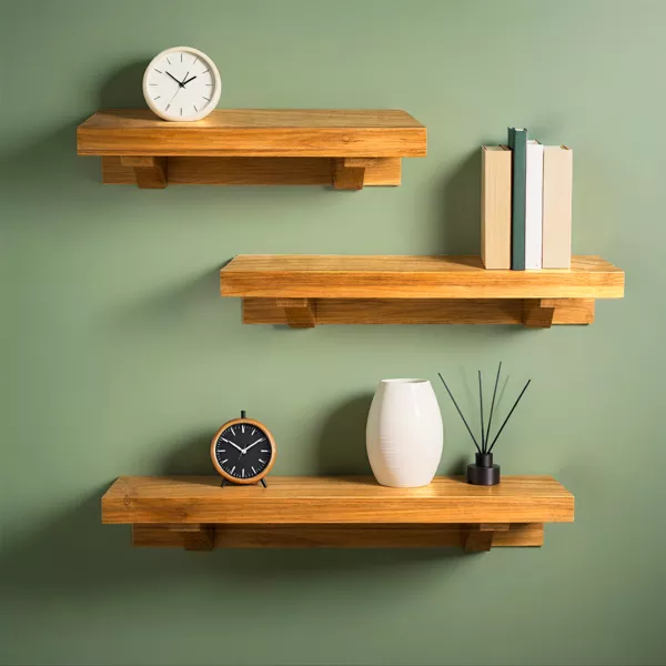 �tag�re murale set de 3 en bois (H12.7 cm) Jaipur Bois fonc�