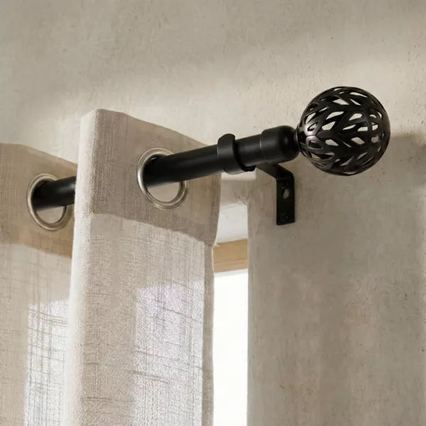 Verlengbare Gordijnroede Kit (L210 - L380 cm/ D19 mm) Vintage Zwart mat