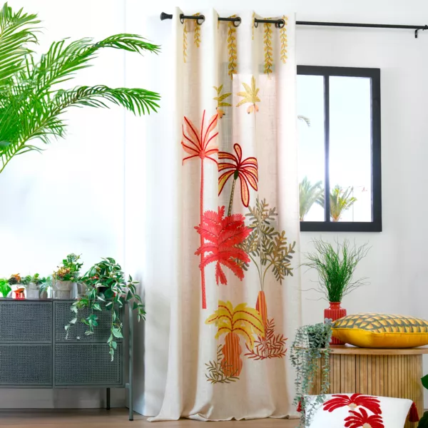 Rideau coton brod� (140 x 260 cm) Maota Multicolore