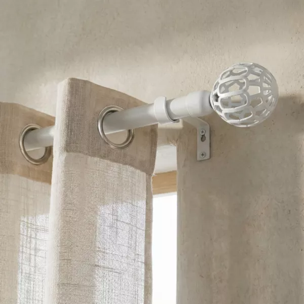 Uitschuifbare gordijnroede set (L120 - L210 cm / D19 mm) Facet Mat Wit