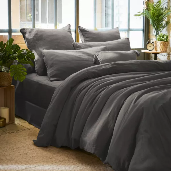 Copripiumino garza di cotone (240 x 220 cm) Ga�a Grigio granito