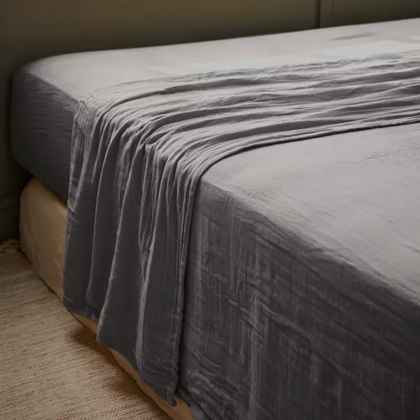 S�bana encimera en gasa de algod�n (240 cm) Ga�a Gris granito