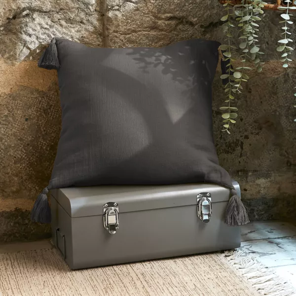 Coj�n cuadrado en gasa de algod�n (40 cm) Ga�a Gris granito
