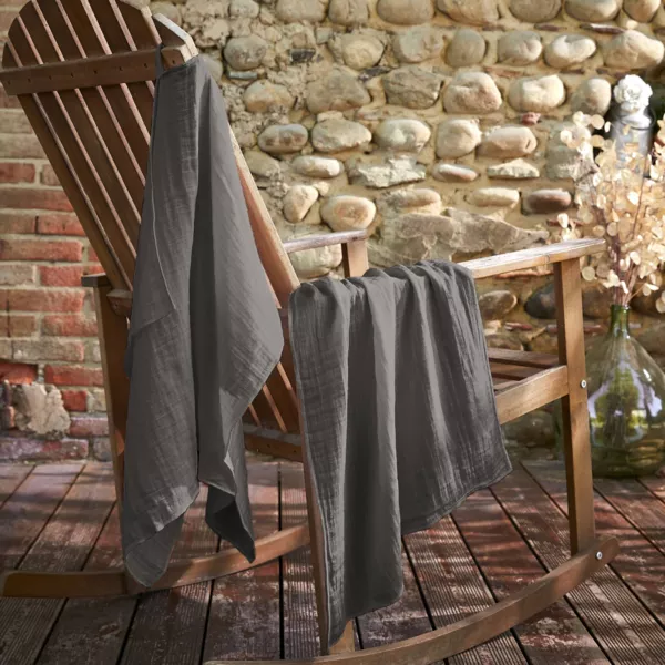 Lote de 2 pa�os de cocina de gasa de algod�n (70 cm) Ga�a Gris granito