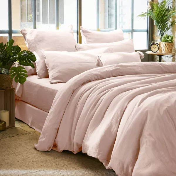 Housse de couette gaze de coton (200 x 200 cm) Ga�a Rose poudr�