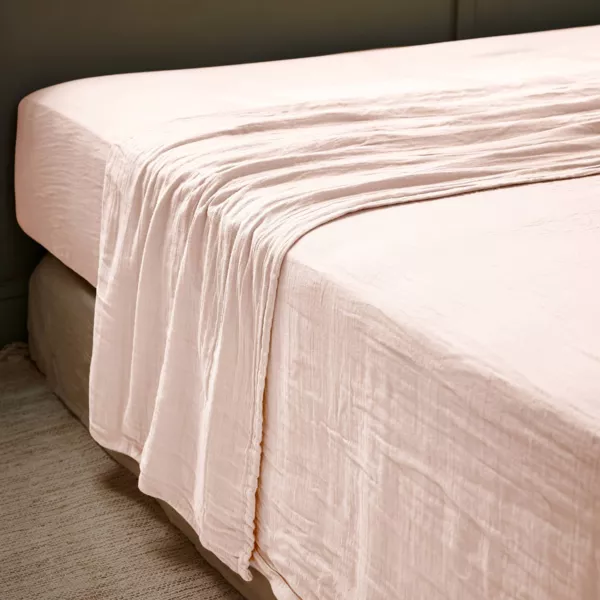 Drap plat gaze de coton (270 x 300 cm) Ga�a Rose poudr�
