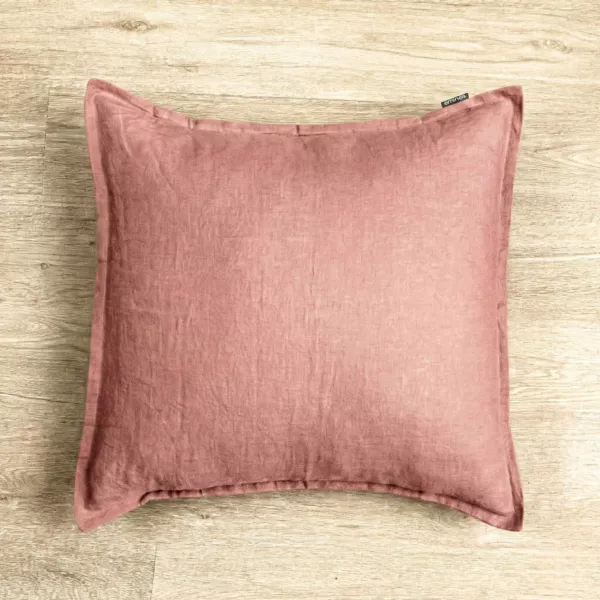 Pudebetr�k i vasket linned (60 x 60 cm) Louise i gammelrosa