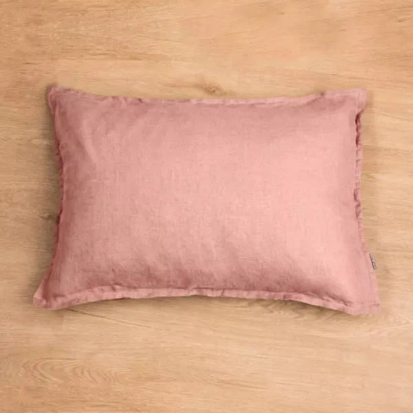 Funda de almohada Rectangular de lino lavado (50 x 80 cm) Louise Rosa Viejo