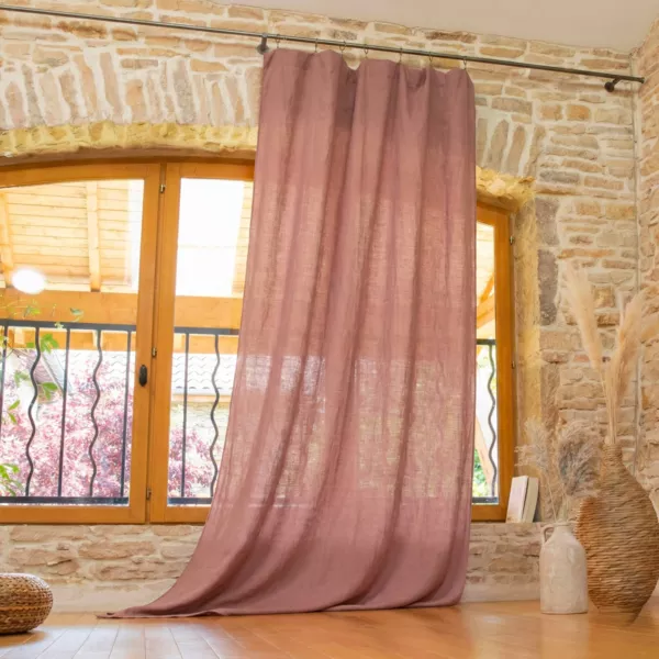 Rideau ajustable lin lav� (140 x max 270 cm) Louise Vieux rose
