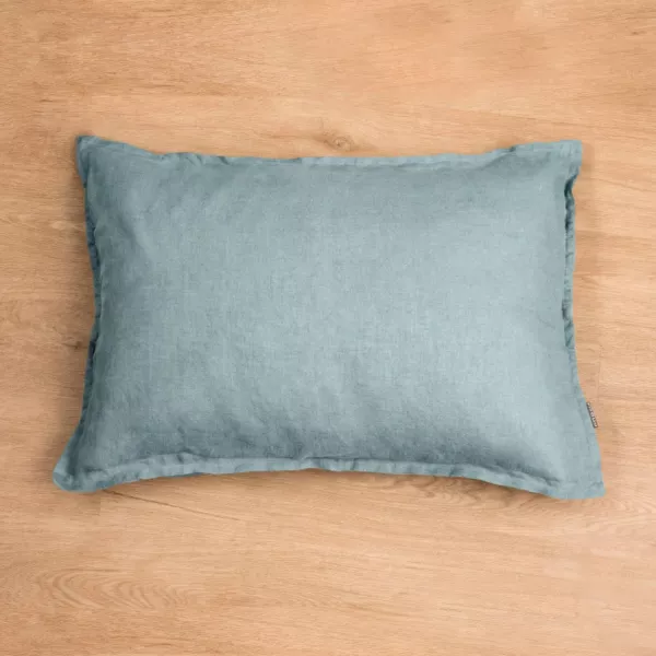 Federa rettangolare in lino lavato (50 x 70 cm) Louise Blu Azzurro