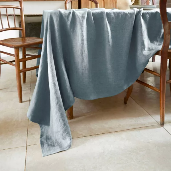 Nappe rectangulaire lin lav� (170 x 250 cm) Louise Bleu Azur
