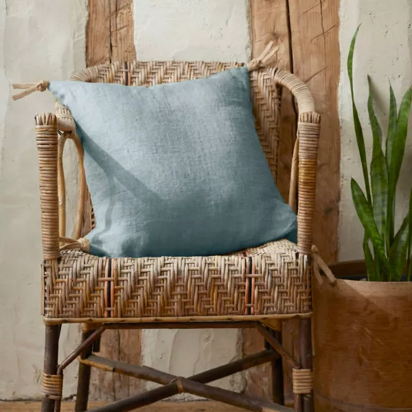 Coussin carr� Lin Lav� (45 x 45 cm) Louise Bleu Azur
