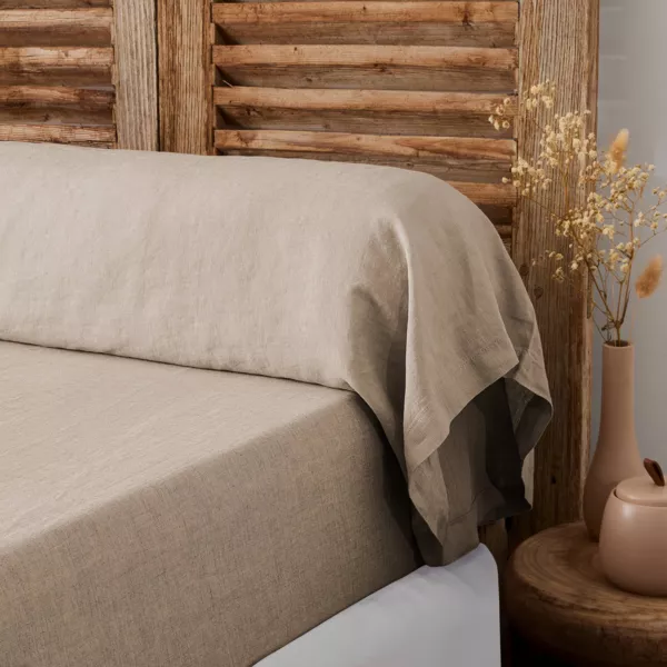 Federa per cuscino a rullo in lino lavato (L 185 cm) Louise Beige