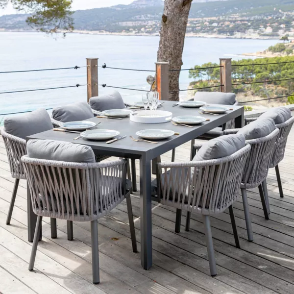 Table de jardin extensible en aluminium 12 places (180/240/300 x 96 cm) Amalfi  Gris anthracite