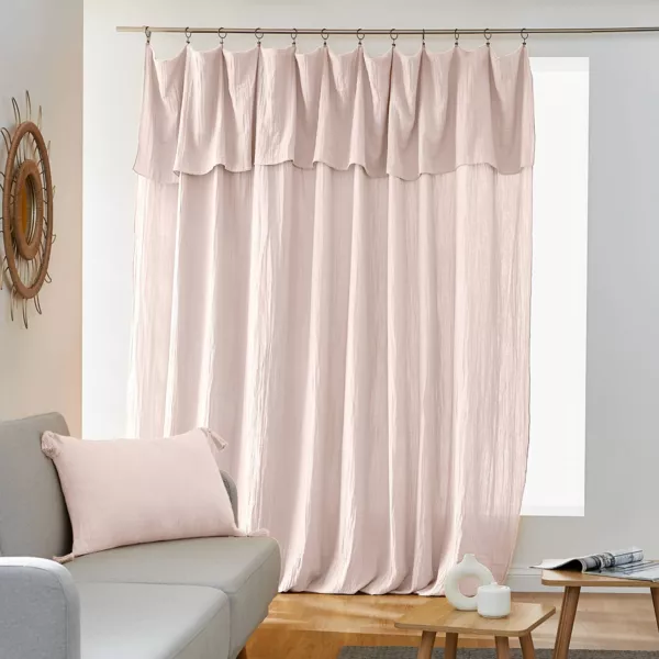 Rideau gaze de coton ajustable (280 x max 300 cm) Ga�a Rose poudr�